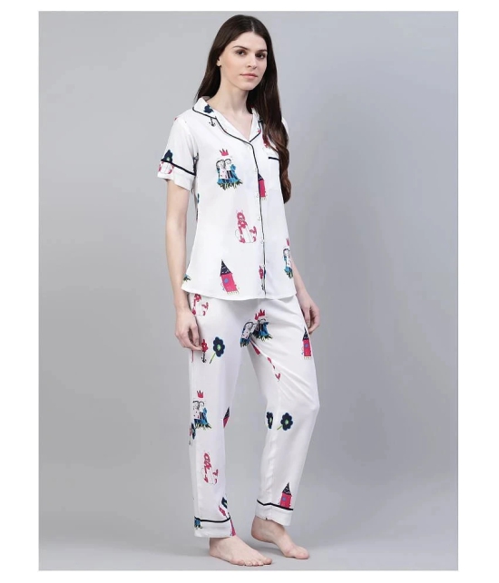 Stylum Rayon Nightsuit Sets - White - L