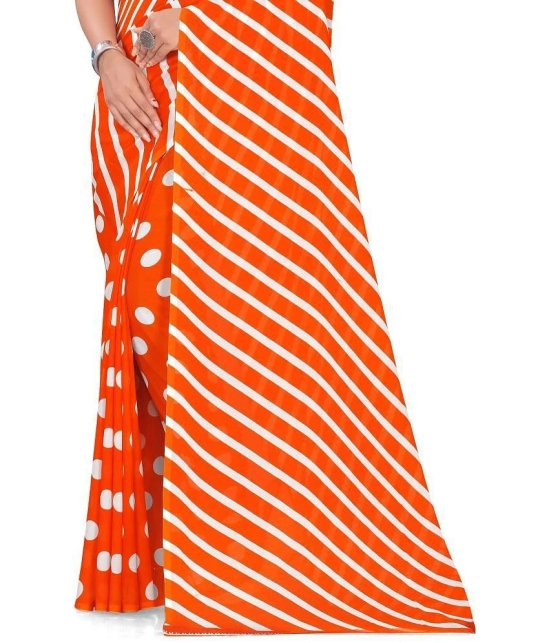 LEELAVATI - Orange Georgette Saree With Blouse Piece ( Pack of 1 ) - Orange