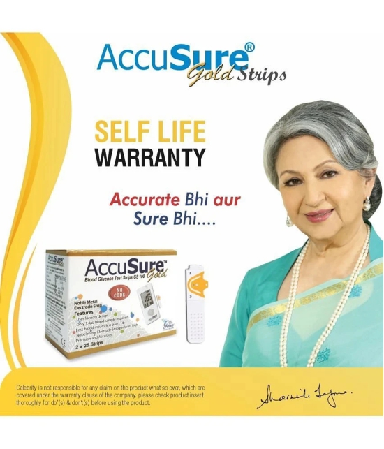 Accusure Gold GS-100 Blood Glucose Test Strips (2x25) 50 Test Strips