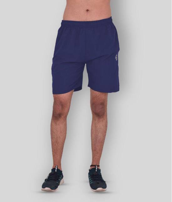 Forbro Blue Polyester Lycra Fitness Shorts - None