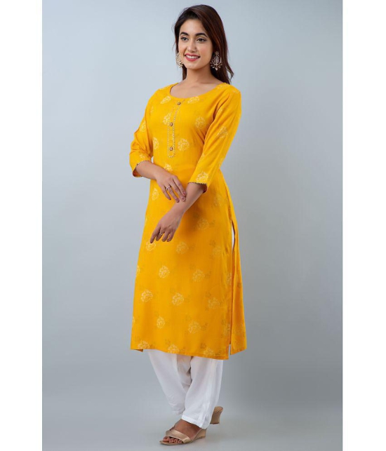 Doriya Yellow Rayon Kurti With Palazzo - Stitched Suit - None