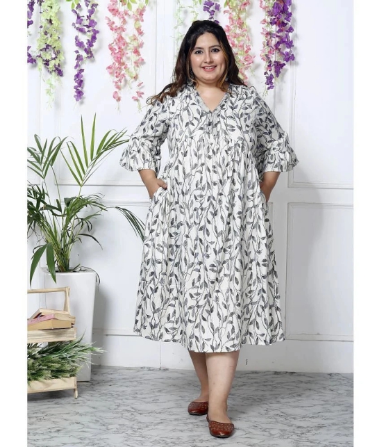 Swasti Cotton Blend Printed Anarkali Womens Kurti - White ( Pack of 1 ) - None