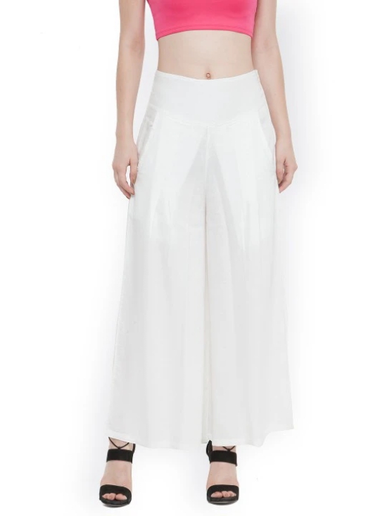 Women White Solid Flared Palazzos