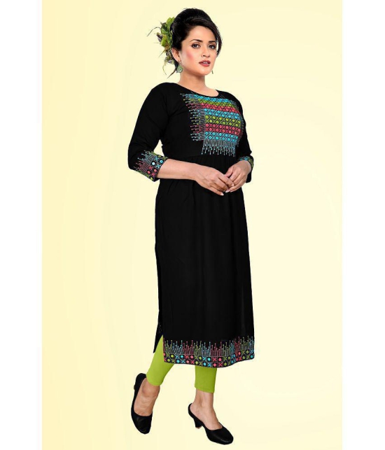 haya fashion - Black Rayon Women's Straight Kurti ( Pack of 1 ) - None