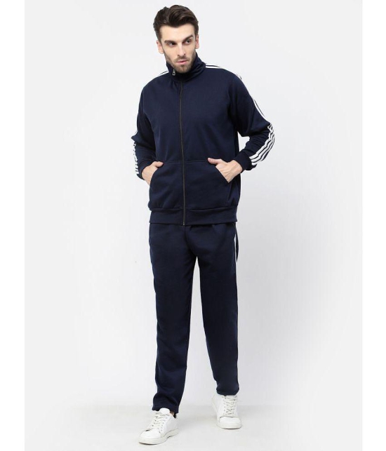 KZALCON - Navy Cotton Blend Regular Fit Mens Tracksuit ( Pack of 1 ) - XL