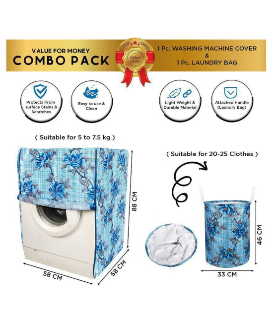 E-Retailer Set of 2 Polyester Blue Washing Machine Cover for Universal 8 kg Front Load - Blue