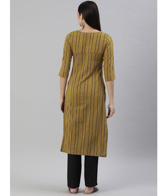 Hritika Cotton Blend Striped Straight Women's Kurti - Mustard ( Pack of 1 ) - None