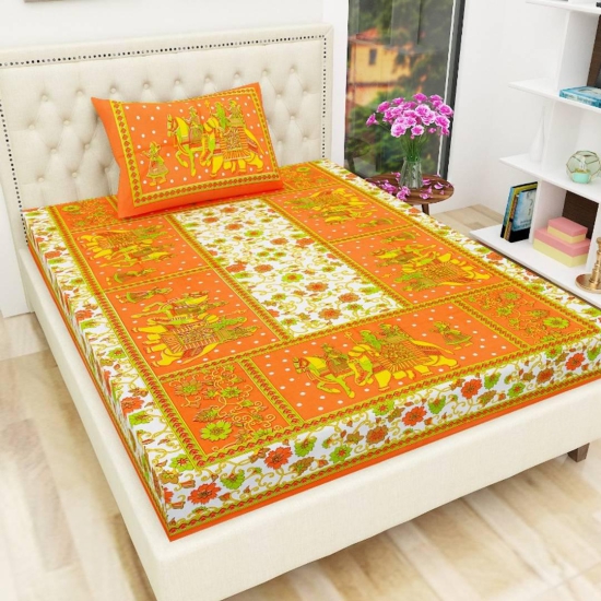 Cotton Single Bedsheet-Orange