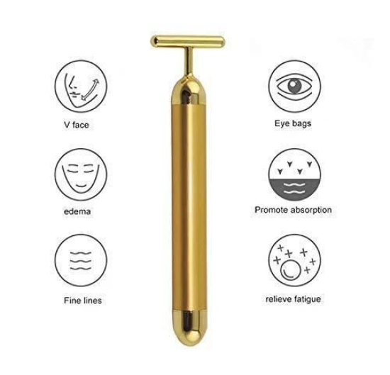 24K Gold Energy Beauty Bar Electric Facial Massage Roller-1