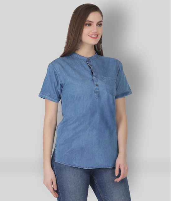 SAAKAA - Blue Denim Women's Peasant Top ( Pack of 1 ) - S