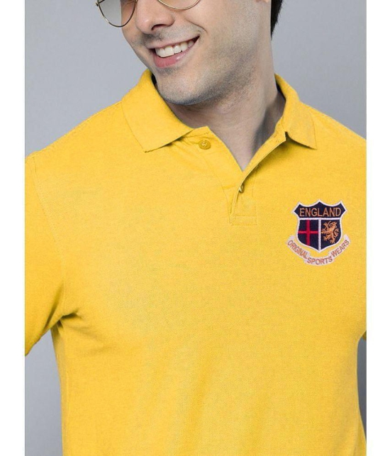 ADORATE - Mustard Cotton Blend Regular Fit Men's Polo T Shirt ( Pack of 1 ) - None