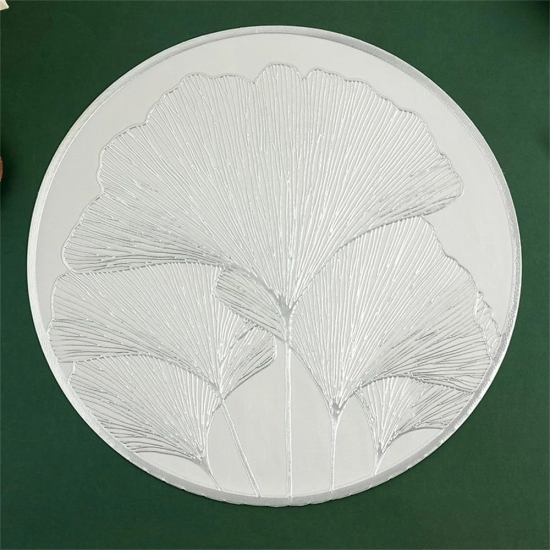 Leaf Pvc Waterproof Round Insulated Table Mat Set of 6-Silver / Design-2