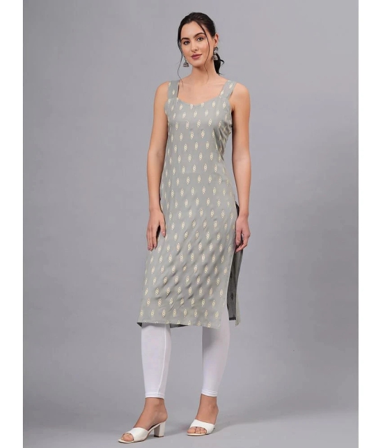 HIGHLIGHT FASHION EXPORT Rayon Printed Straight Womens Kurti - Grey ( Pack of 1 ) - None