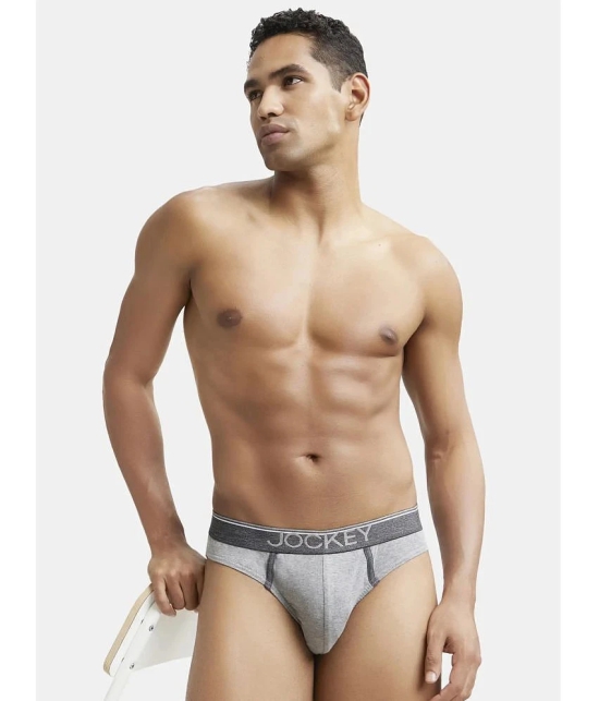 Jockey 8044 Men Super Combed Cotton Rib Solid Brief with Ultrasoft Waistband - Grey Melange - None