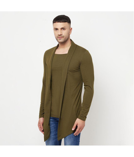 Glito - Olive Cotton Blend Mens Cardigan Sweater ( Pack of 1 ) - None