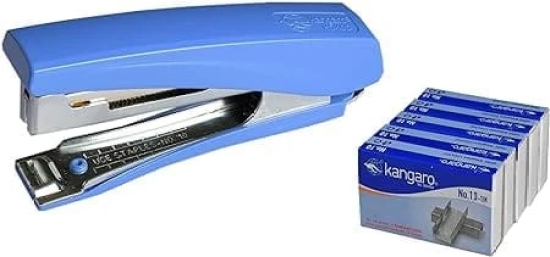 Kangaro Desk Essentials HD-10D All Metal Stapler | Standard Stapler with Quick Loading Mechanism | Sturdy & Durable for Long Time Use | Color May Vary