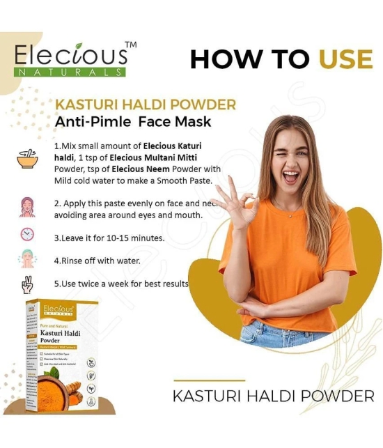 Elecious Kasturi Haldi Powder for face (100 grams)| 100% Natural, Chemical-free, Perseverative-free