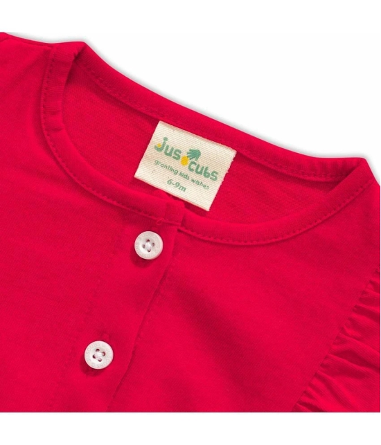 Juscubs Red Cotton Bodysuit For Baby Girl ( Pack of 1 ) - None