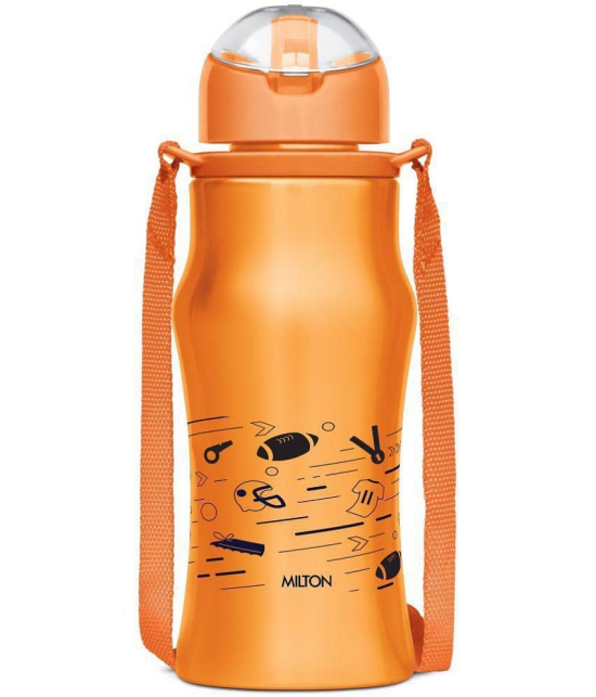 Milton Gaiety 450 Stainless Steel Water Bottle, 415 ml, Green | Leak Proof | Easy to Carry | Home | Kitchen | Travel | School - Orange