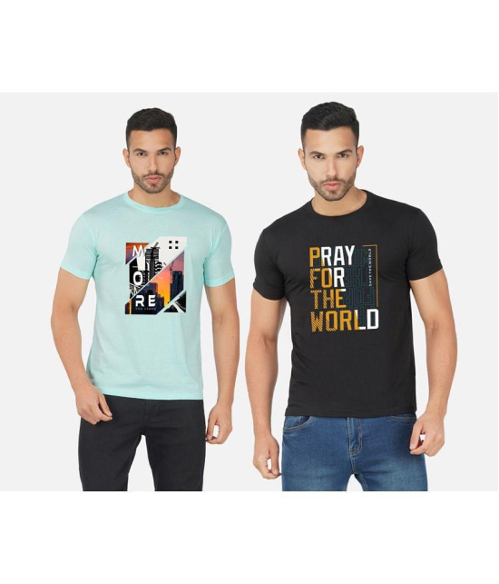 CHOZI Cotton Blend Regular Fit Printed Half Sleeves Mens T-Shirt - Multicolor ( Pack of 2 ) - None