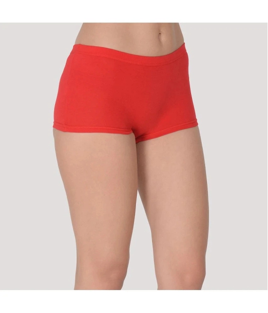 Leading Lady - Red Cotton Solid Womens Boy Shorts ( Pack of 2 ) - None