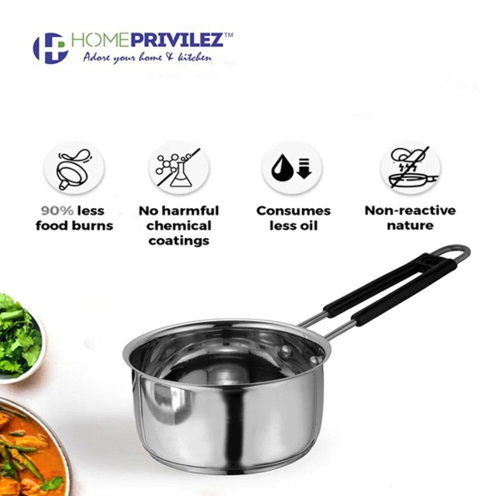 Stainless Steel Saucepan/Tea pan with capsulated induction bottom 2.1L