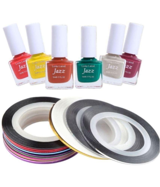 Looks United - Multi Glossy Nail Polish ( Pack of 6 )