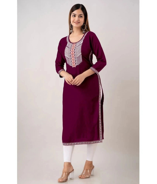 Kapadia - Wine Rayon Womens Straight Kurti ( Pack of 1 ) - None