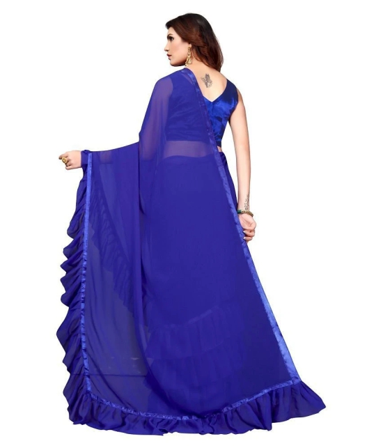 Apnisha Blue Georgette Saree - Single - Blue