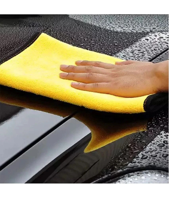 HOMETALES Yellow 600 GSM Drying Towel For Automobile ( Pack of 2 )