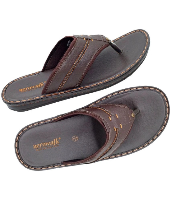 Aerowalk Brown Mens Thong Flip Flop - None