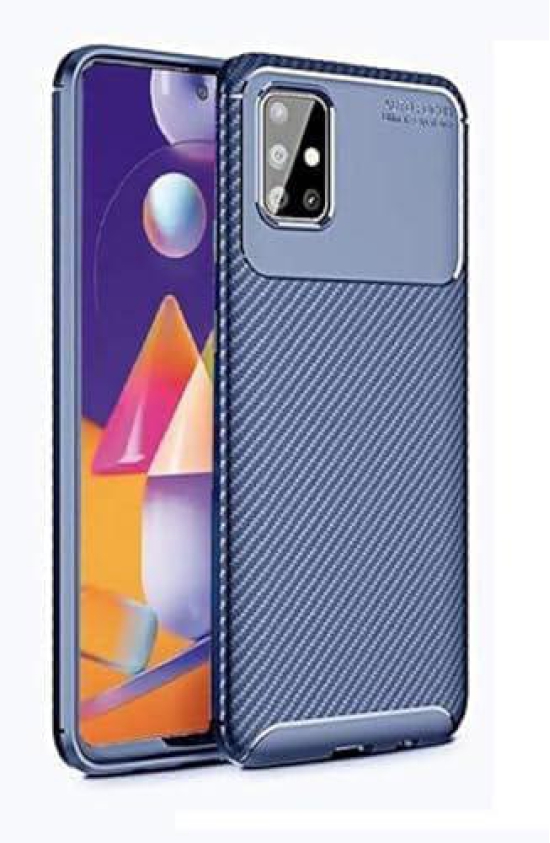 Samsung Galaxy M31s Back Cover Case Rugged Carbon Fiber - Blue