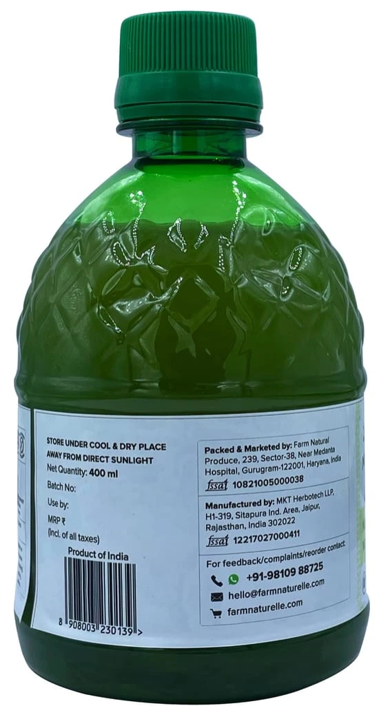 Farm Naturelle-100% Pure Herbal Concentrated (Extra Fiber in Gel Form) Aloevera Wheatgrass Gel/Juice 400Ml (Pack Of 2) And Honey 55g x 2