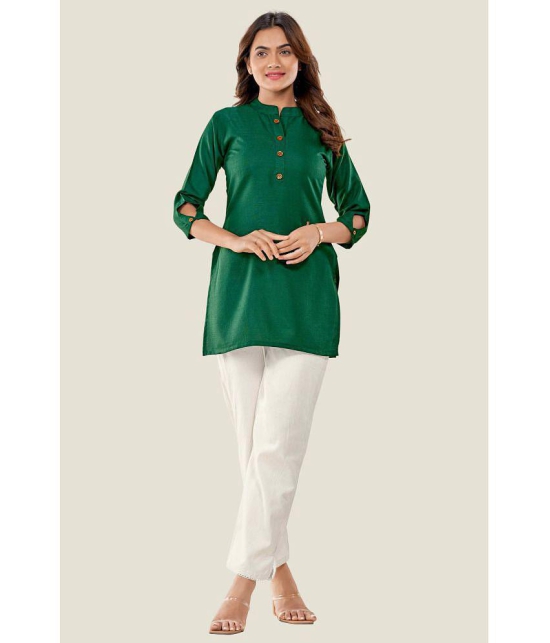 Glomee - Green Cotton Women's Tunic ( Pack of 1 ) - None