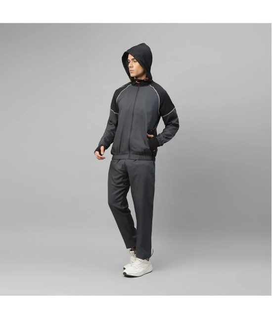 Dida Sportswear Charcoal Polyester Regular Fit Colorblock Mens Sports Tracksuit ( Pack of 1 ) - None