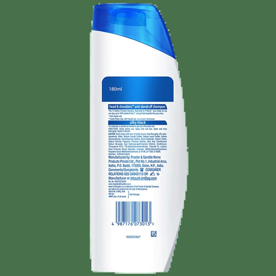 Head & Shoulders Silky Black Anti-Dandruff Shampoo - Leaves Hair Shiny & Radiant, Upto 100% Dandruff Free, 180 Ml