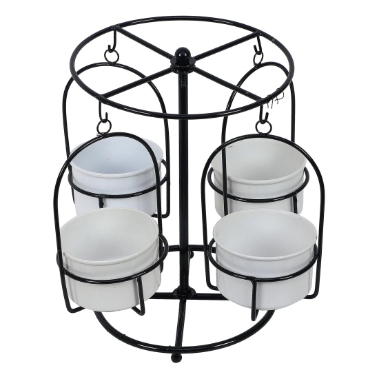 Black & White Merry Go Round Revolving Planter-Black & White