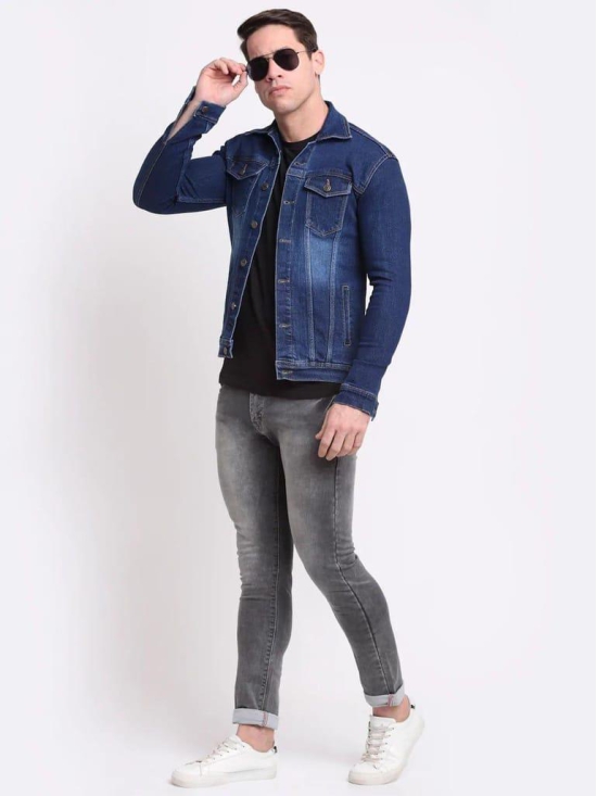 Rodamo Men Blue Washed Colourblocked Denim Jacket