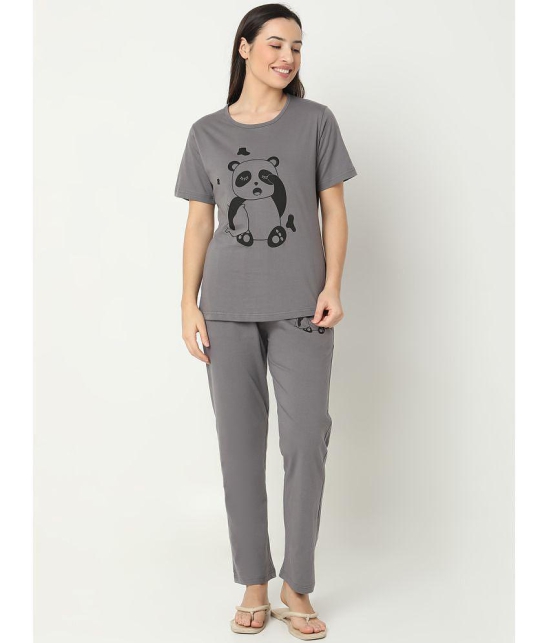 Smarty Pants Grey Cotton Women's Nightwear Nightsuit Sets ( Pack of 1 ) - None