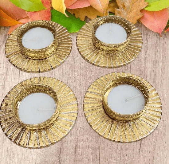 Gold Metal Candle Holder