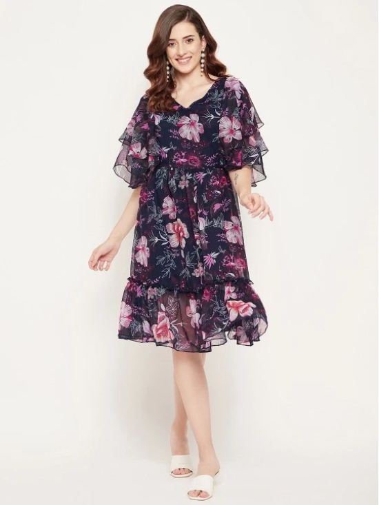 Floral Printed Georgette Empire Dress