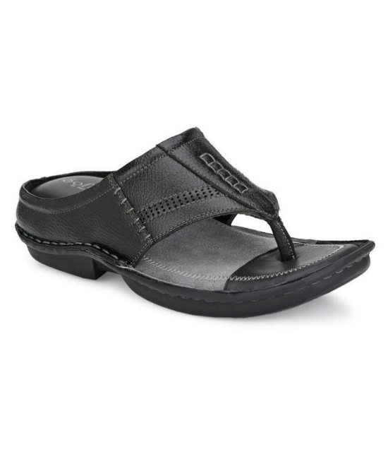 softio - Black Mens Leather Slipper - 8