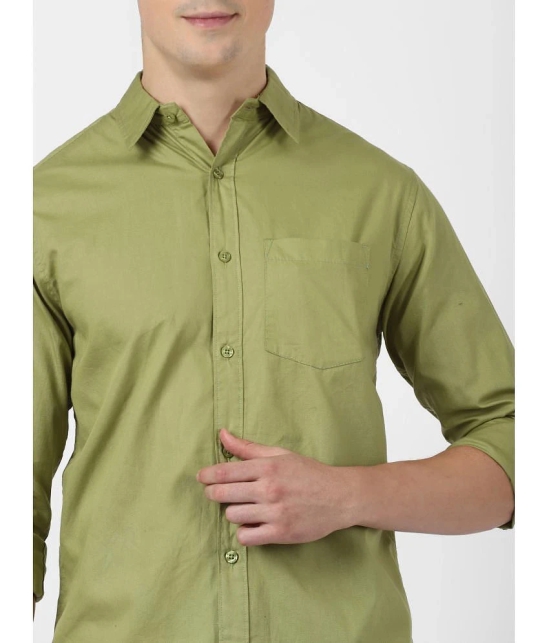 UrbanMark Men 100% Cotton Full Sleeves Regular Fit Solid Casual Shirt-Olive - None