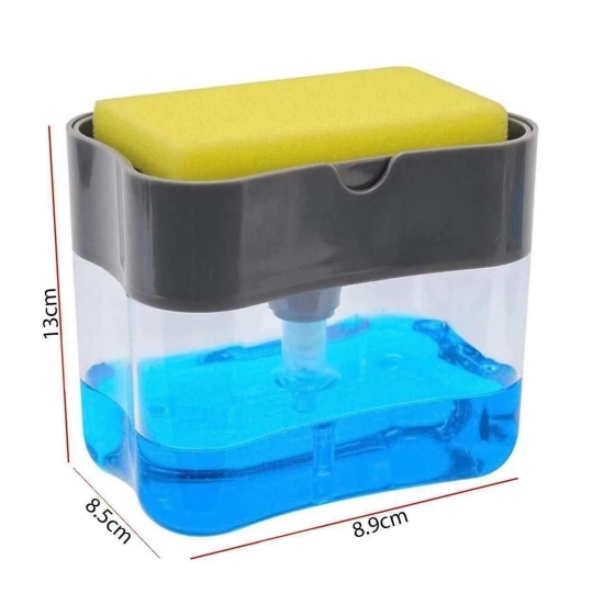 Soap Dispenser - 2 in 1 Soap Dispenser With Free Sponge ( 380 ml, Multicolor )