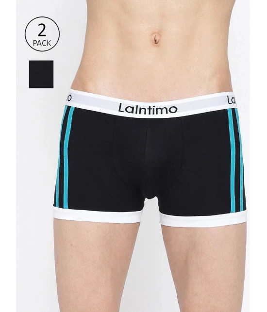 La Intimo Black Cotton Mens Trunks ( Pack of 2 ) - None