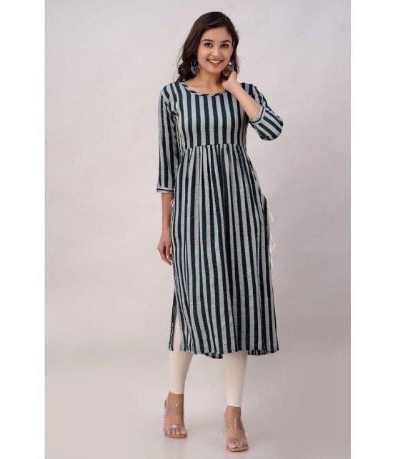 Kapadia Rayon Striped Nayra Womens Kurti - Green ( Pack of 1 ) - None