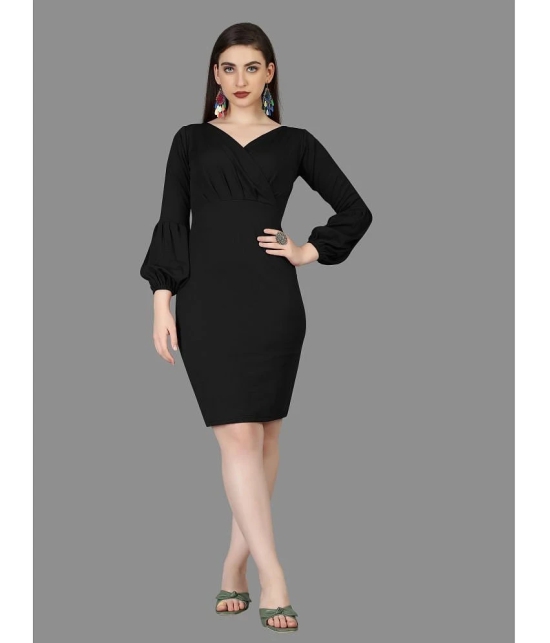 Apnisha Polyester Solid Above Knee Womens Bodycon Dress - Black ( Pack of 1 ) - None