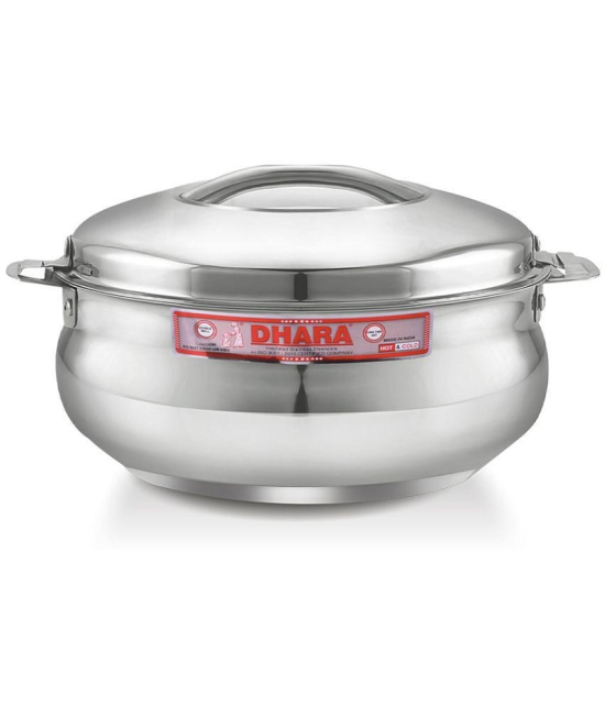 Dhara Stainless Steel Handi 2500 Silver Steel Serve Casserole ( Set of 1 , 1800 mL ) - Silver