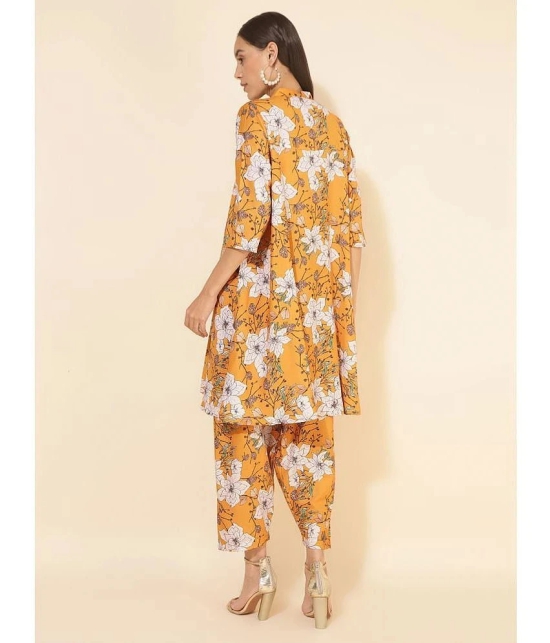 Janasya Womens Mustard Moss Floral Printed Co-Ord Set - None