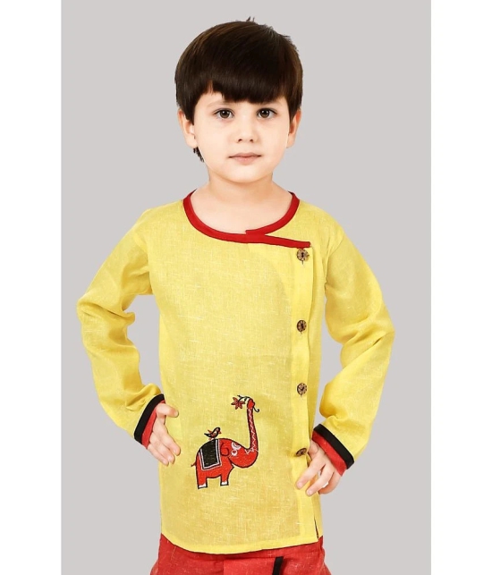 Coxxup Yellow Cotton Blend Boys Sherwani ( Pack of 1 ) - None